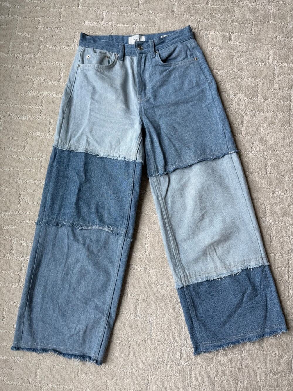 Rails The Getty Crop High Rise Wide Barrel Leg Patchwork Jeans Women